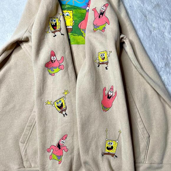 Nickelodeon Sponge Bob Patrick Graphic Hoodie Tan Unisex M - Picture 5 of 9